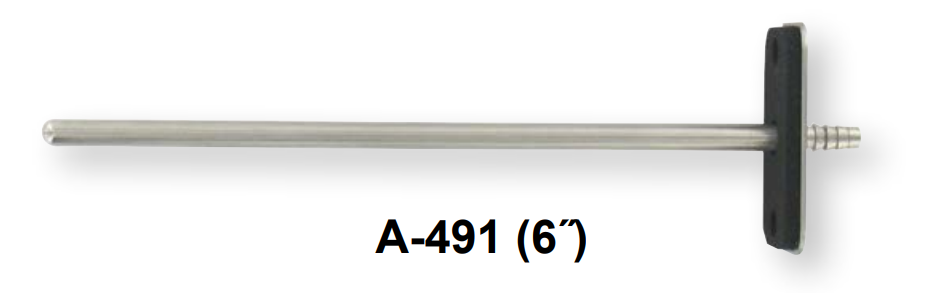 A-491 - PUNTA DE PRESIÓN ESTÁTICA DE ACERO INOXIDABLE RECTA DE 6" CON BRIDA DE MONTAJE Y ESPIGA DE MANGUERA DE 1/4"