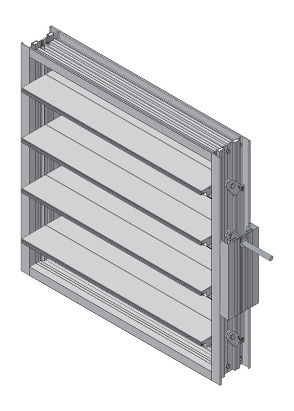TICD-51BF / TICD-52BF - Damper de control de marco con rotura térmica, hoja de perfil aerodinámico con roturas.