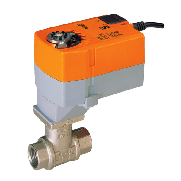 B210B+TFRB120-S - Válvula de Control Caracterizada (CCV), 1/2", 2 vías, Cv 1.2 Configurable Actuador para válvula, Muelle de retorno, AC 100...240 V, On/Off (Encendido/Apagado), 1x SPDT Actuador montado