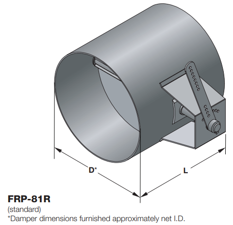 FRP-81R - Damper de control industrial de fibra de vidrio de una sola hoja - Redondo