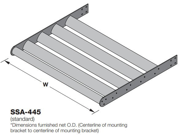 SSA-445 - Parasol de aluminio extruido de 4” de profundidad con hoja de perfil aerodinámico de 45 grados.