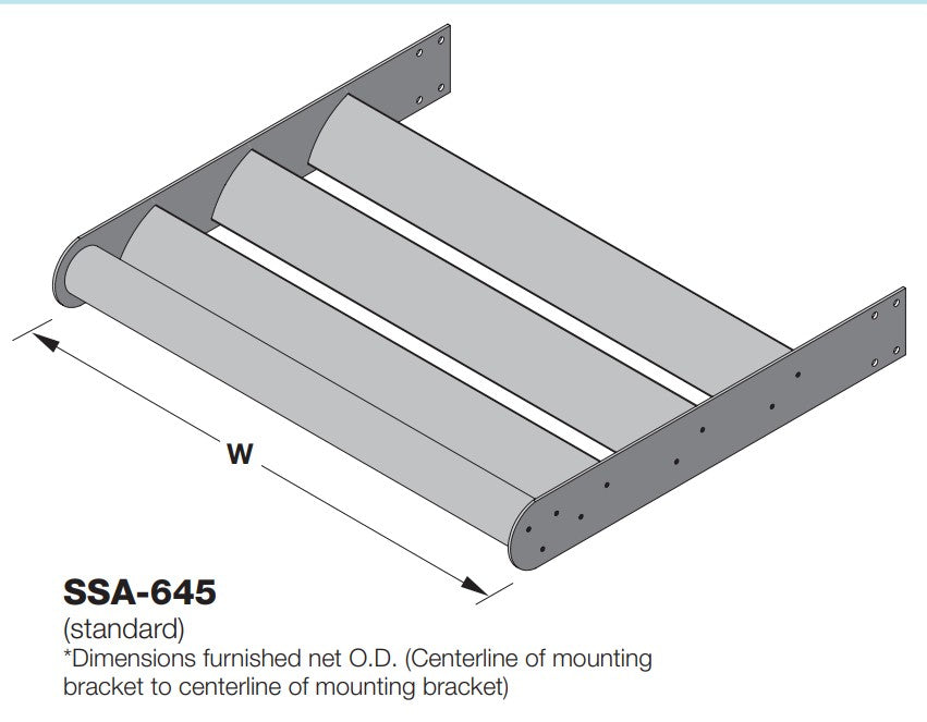 SSA-645 - Parasol de aluminio extruido de 6” de profundidad con hoja de perfil aerodinámico de 45 grados.