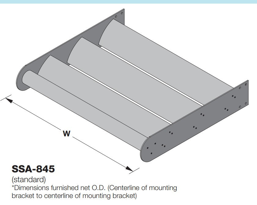 SSA-845 - Parasol de aluminio extruido de 8”  de profundidad con hoja de perfil aerodinámico de 45 grados.