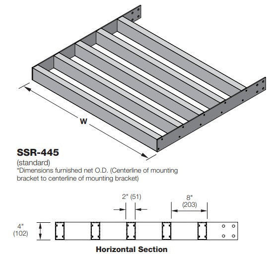 SSR-445 - Parasol de aluminio extruido de 4” de profundidad - Hoja de tubo rectangular