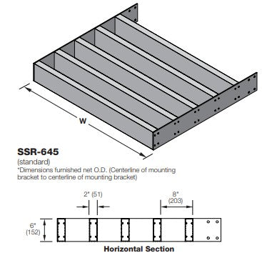 SSR-645 - Parasol de aluminio extruido de 6” de profundidad - Hoja de tubo rectangular