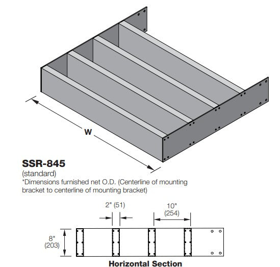 SSR-845 - Parasol de aluminio extruido de 20 cm de profundidad - Hoja de tubo rectangular