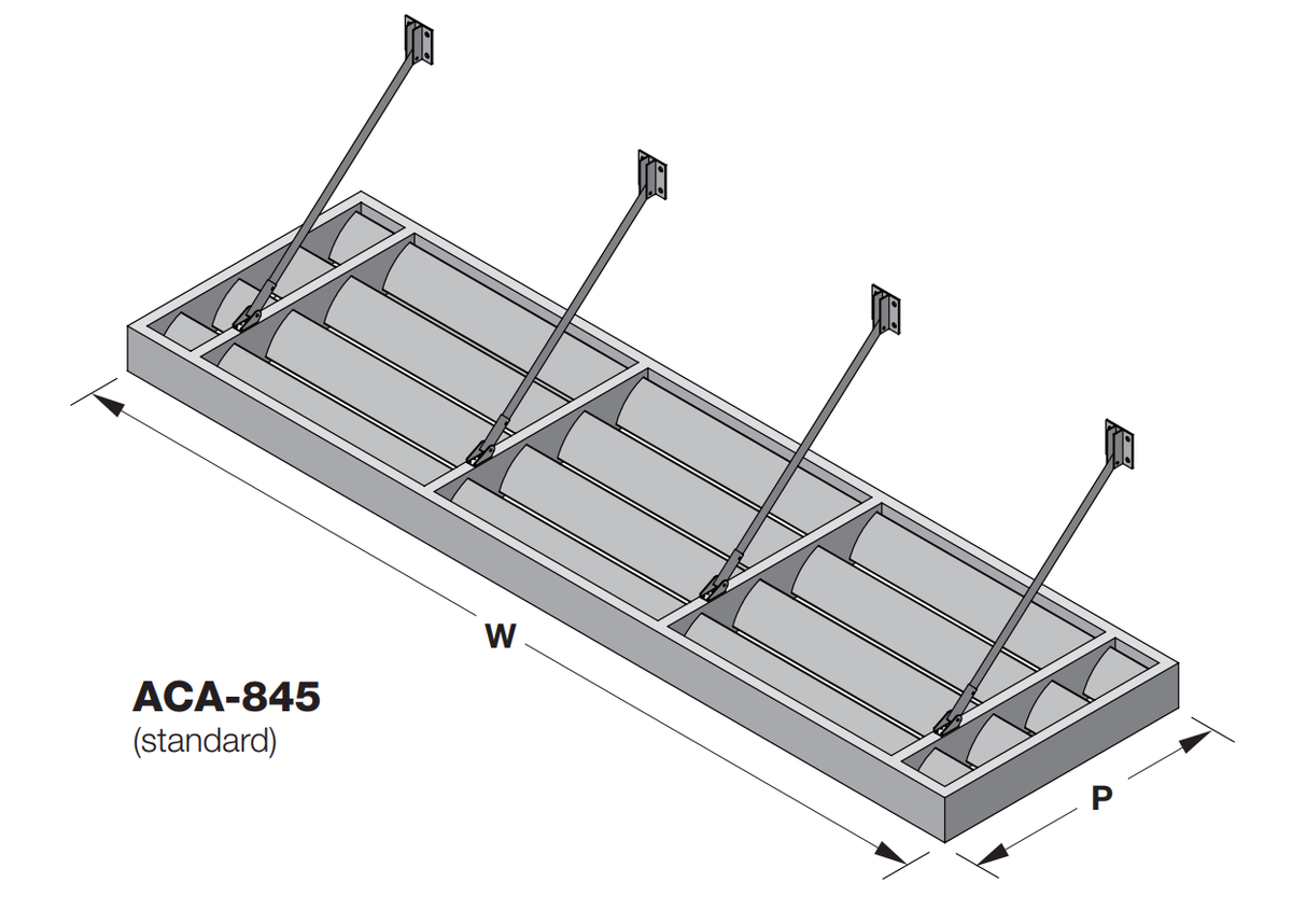 ACA-845 - Marquesina de aluminio extruido – hoja de perfil aerodinámico de 8"