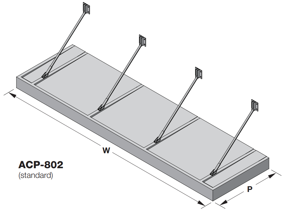 ACP-802 - Marquesina de aluminio extruido – Panel de relleno de 8"