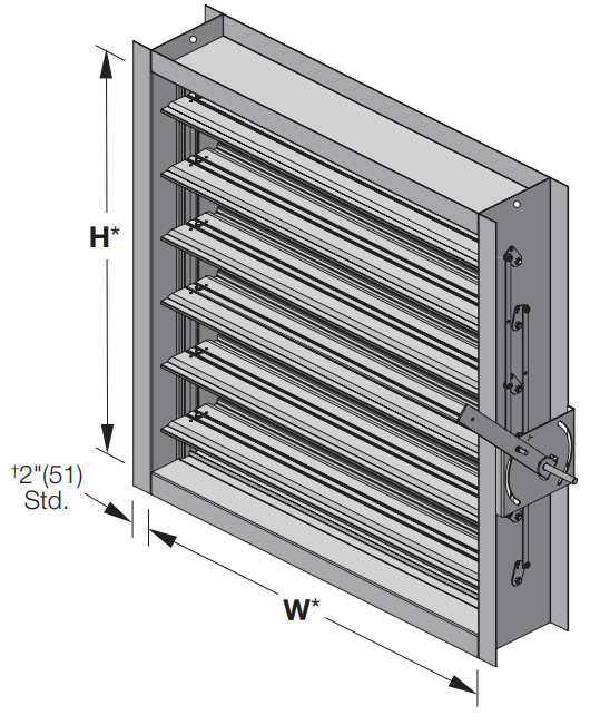 CD-91/92 - Damper industrial de control para en aplicaciones de presión y velocidad medias a altas. Hoja Airfoil - 1/2" Eje.