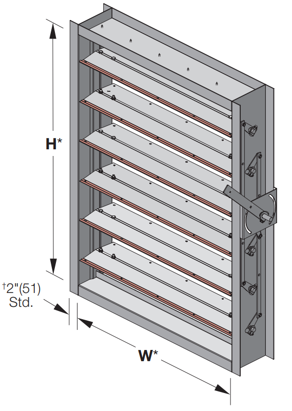 CD-97/98 - Damper industrial de control para aplicaciones de alta temperatura y presion. Hoja Airfoil - 1" Eje.