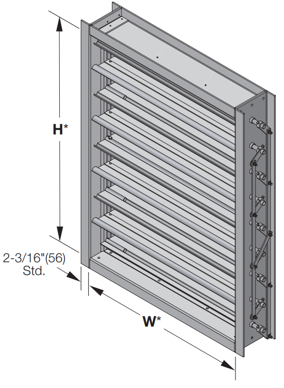 FRP-81/82 - Damper de control industrial de fibra de vidrio con hoja triple en V.