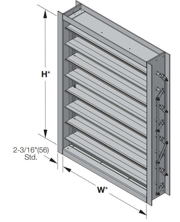 FRP-91/92 - Damper de control industrial de fibra de vidrio con hoja triple en V.