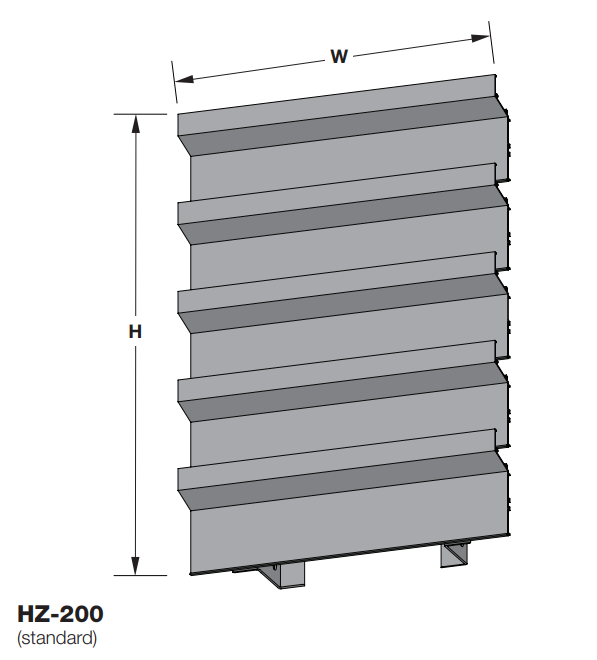 HZ-200 - Rejilla de inspección de aluminio extruido de 2-1/4" de profundidad, Revestimiento horizontal de 45 grados