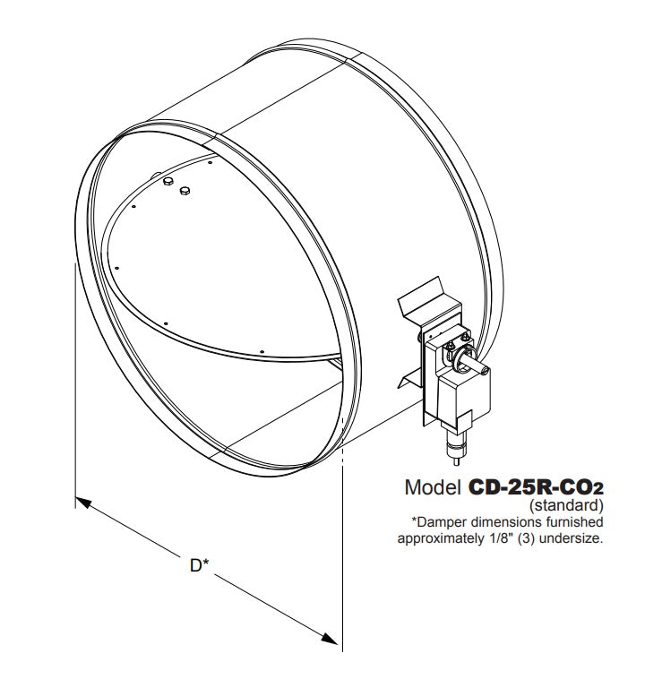 CD-25R-CO2 - Damper de control redondo - Triple-V de una sola hoja