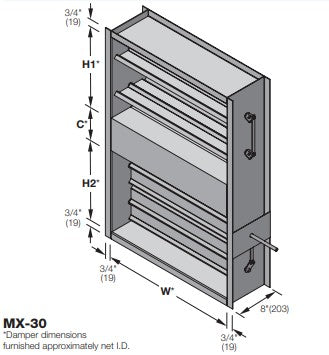 MX-30/32/40 - Damper de mezcla con hoja triple en V – Mezcla.