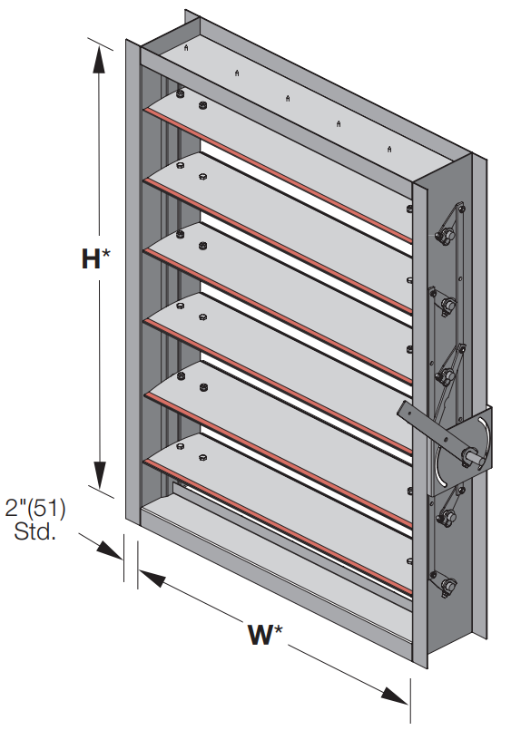 TD-93/94 - Damper industrial de control para aplicaciones de alta temperatura y presion. Hoja Airfoil - Túnel.