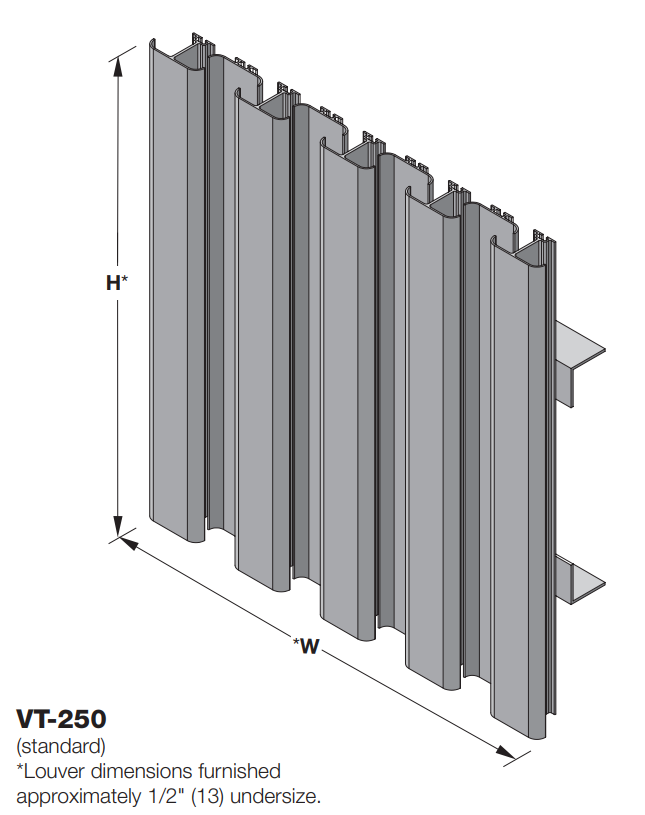 VT-250 - Rejilla de inspección de aluminio extruido de 2-1/2" de profundidad - Revestimiento vertical