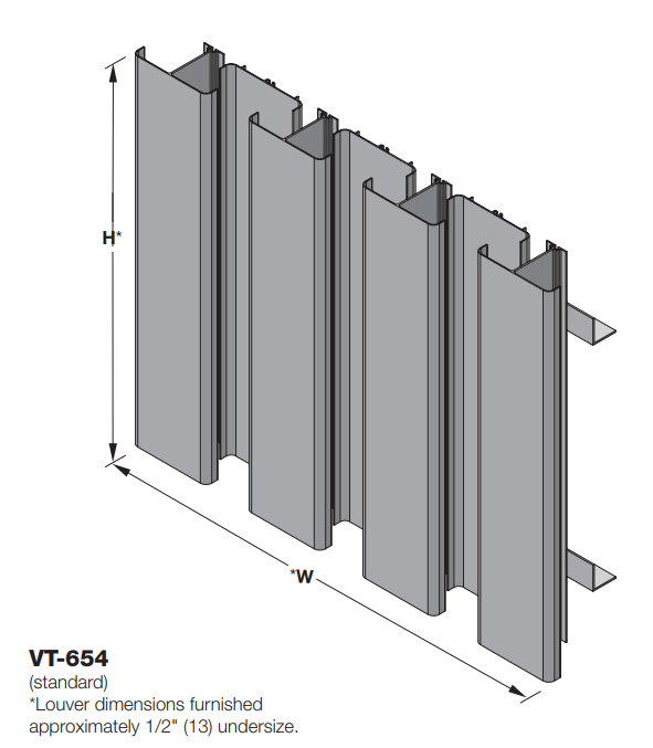 VT-654 - Rejilla de inspección de aluminio extruido de 4" de profundidad, Revestimiento vertical