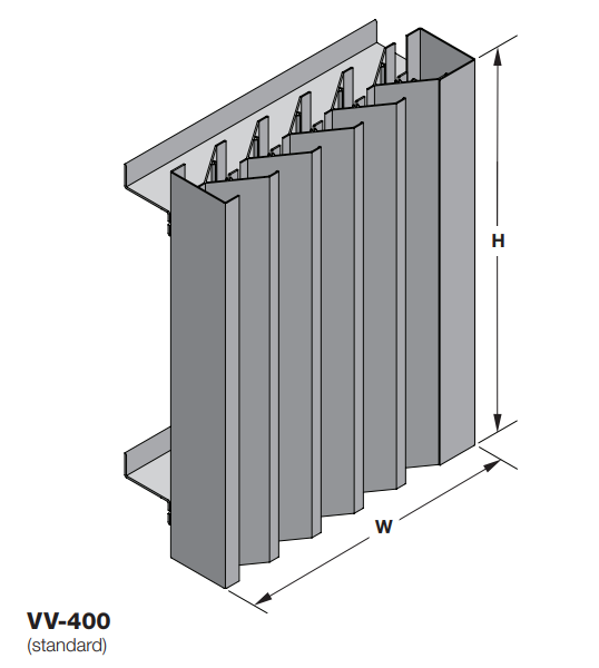 VV-400 - Rejilla de inspección de aluminio extruido de 4" de profundidad, Hoja en V vertical