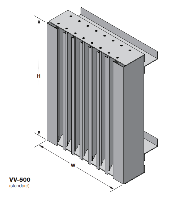 VV-500 - Rejilla de inspección de aluminio extruido de 5" de profundidad - Hoja en V vertical