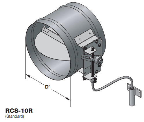 RCS-10R - Damper de control manual remoto de una sola hoja – Redondo, accionamiento por cable