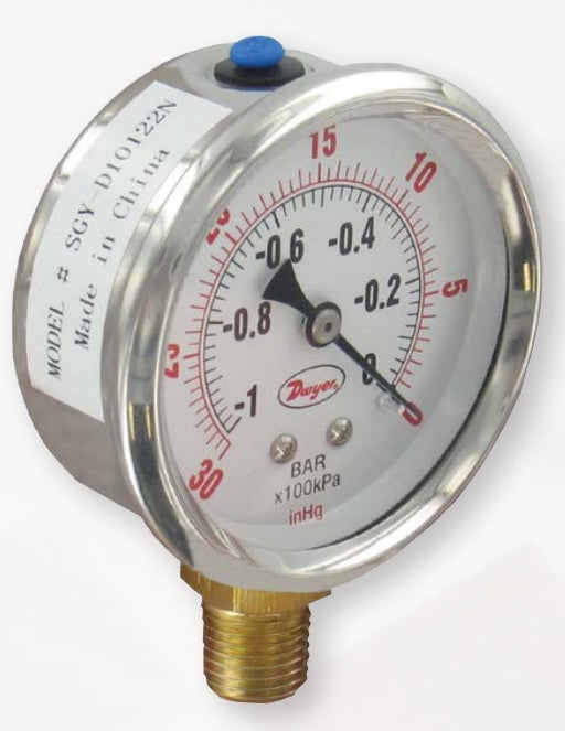 SGT-D0422XPY - Manómetro de presión industrial de acero inoxidable, de 0 a 60 PSI.