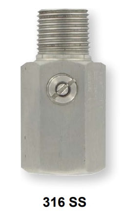 A-260 - Amortiguador de presión ajustable, Acero Inoxidable, 1/4" male/female NPT.