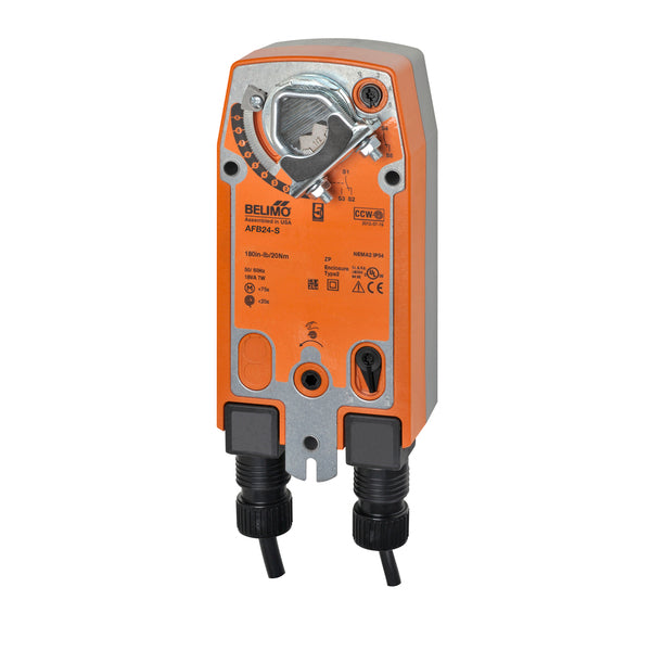 AFB24-S - SERVOMOTOR PARA COMPUERTAS, 180 IN-LB [20 NM], MUELLE DE RETORNO, AC/DC 24 V, ON/OFF (ENCENDIDO/APAGADO), 2X SPDT