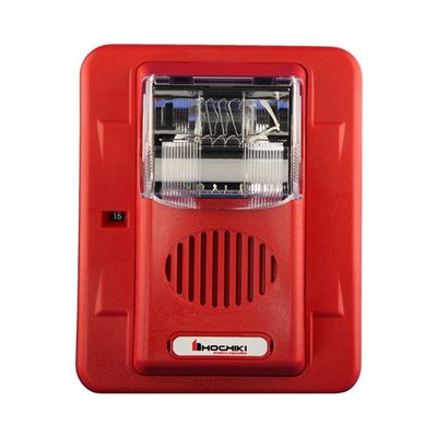 0500-06020 - HEC3-24WR - SIRENA ESTROBO, 12/24 VCD, MULTI CANDELA, MONTAJE EN PARED, COLOR ROJO, SERIE HE